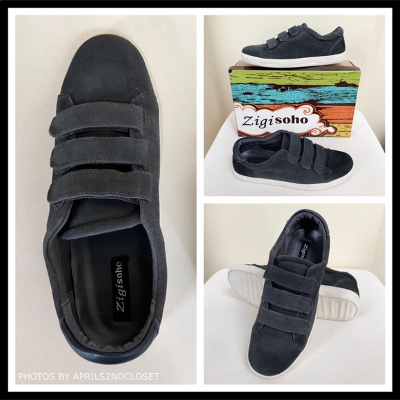 ZIGI SOHO CHARCOAL SUEDE LACELESS SNEAKERS A3C - Picture 2 of 8